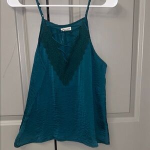 Teal Lace Trim Women's Top